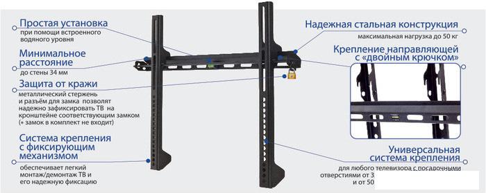 Кронштейн для телевизора Kromax VEGA-11 (черный)