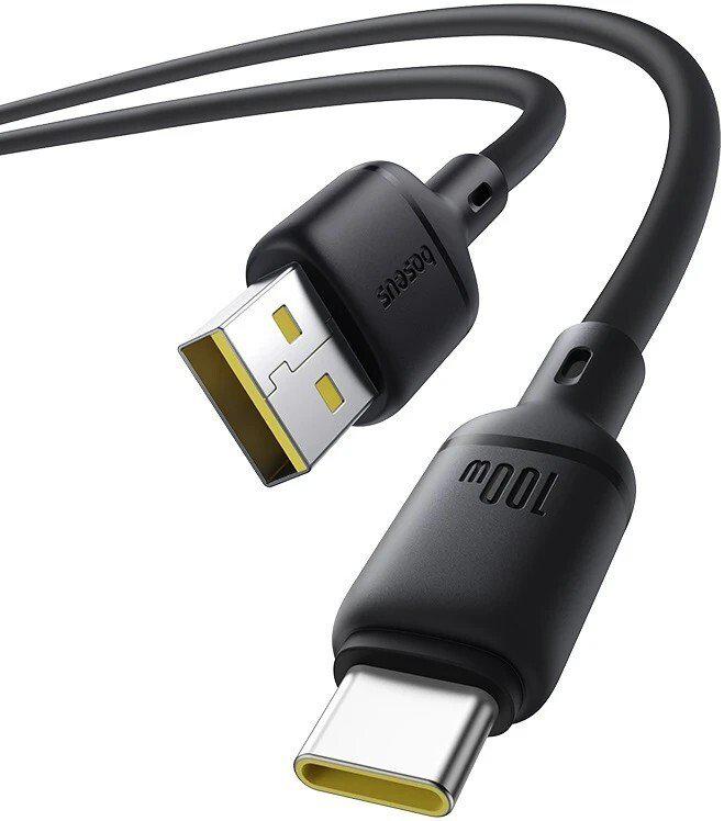 Кабель Baseus Silky Series Fast Charging Cable USB to Type-C 100W (2 м, черный)