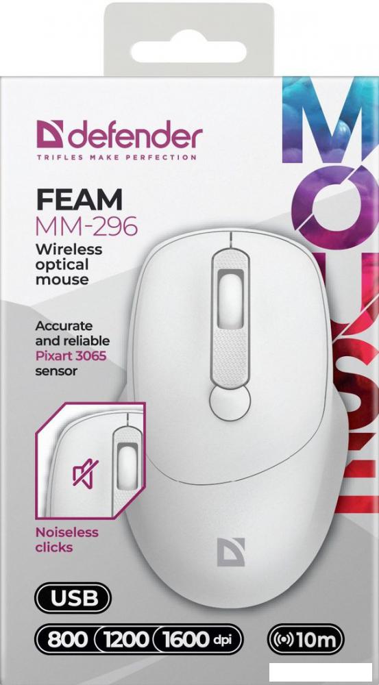 Мышь Defender Feam MM-296 (белый)