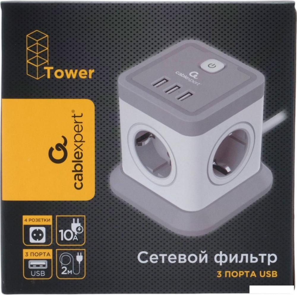 Сетевой фильтр Cablexpert TWR-4-U3-W-2