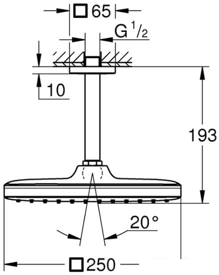 Верхний душ Grohe Tempesta 250 Cube 26683000