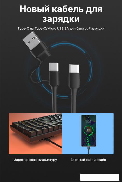Клавиатура Royal Kludge RK-H81 RGB White Night (RK Cyan)