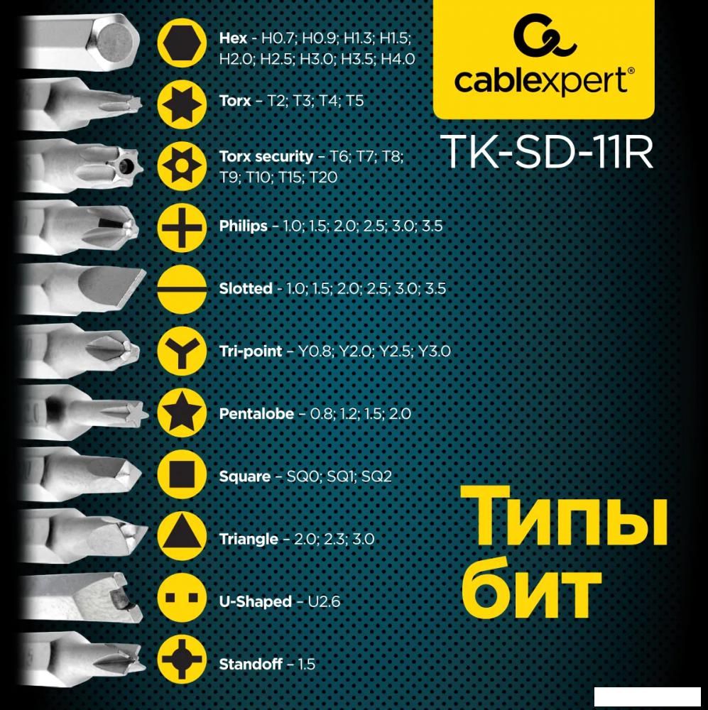 Набор отвертка с битами Cablexpert TK-SD-11R (50 предметов)