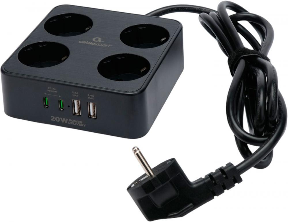 Сетевой фильтр Cablexpert PLT-4-C2U2-B-2