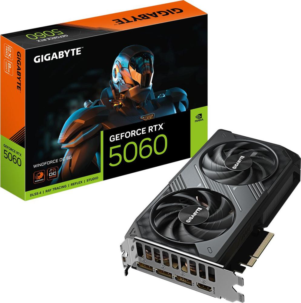 Видеокарта Gigabyte GeForce RTX 5060 Windforce OC 8G GV-N5060WF2OC-8GD