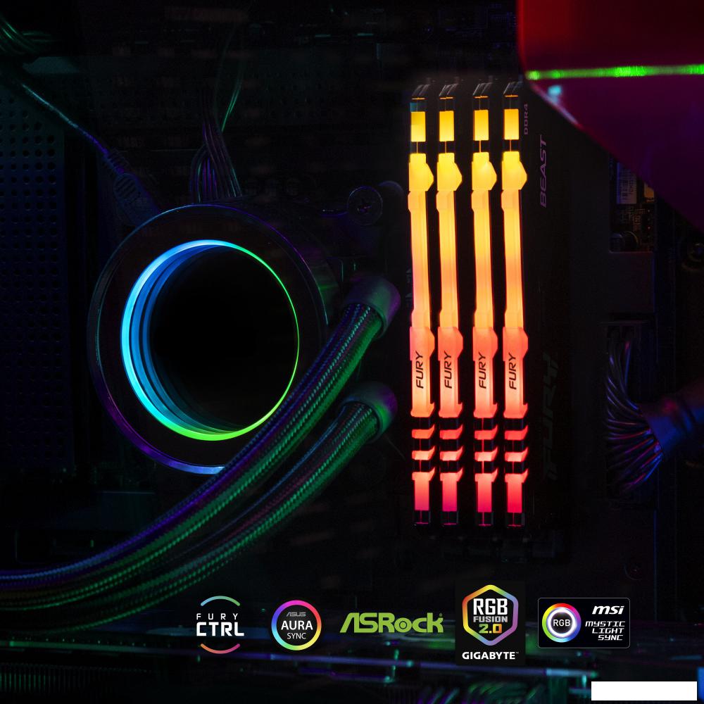 Оперативная память Kingston FURY Beast RGB 2x16ГБ DDR4 3200МГц KF432C16BB12AK2/32