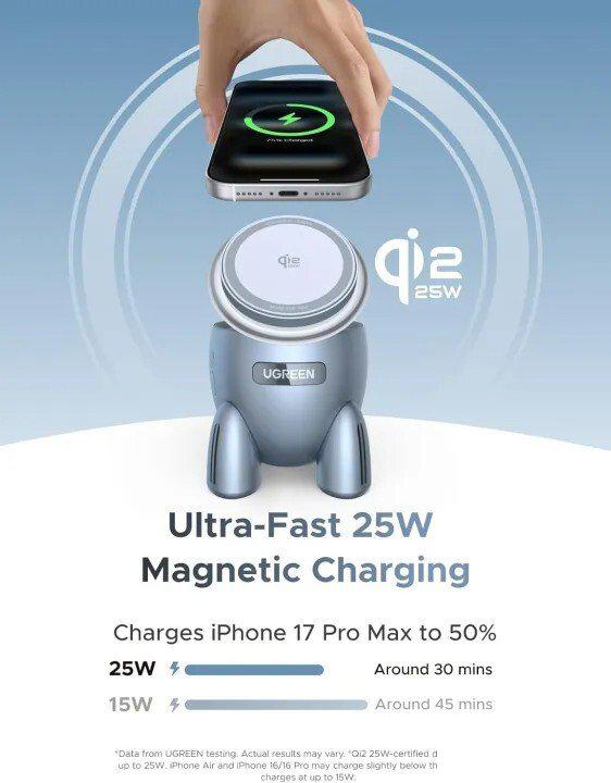 Беспроводное зарядное Ugreen W713 65300 (голубой)