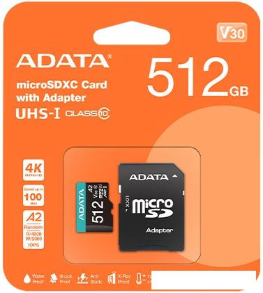Карта памяти ADATA Premier AUSDX512GUICL10A1-RA1 microSDXC 512GB (с адаптером)