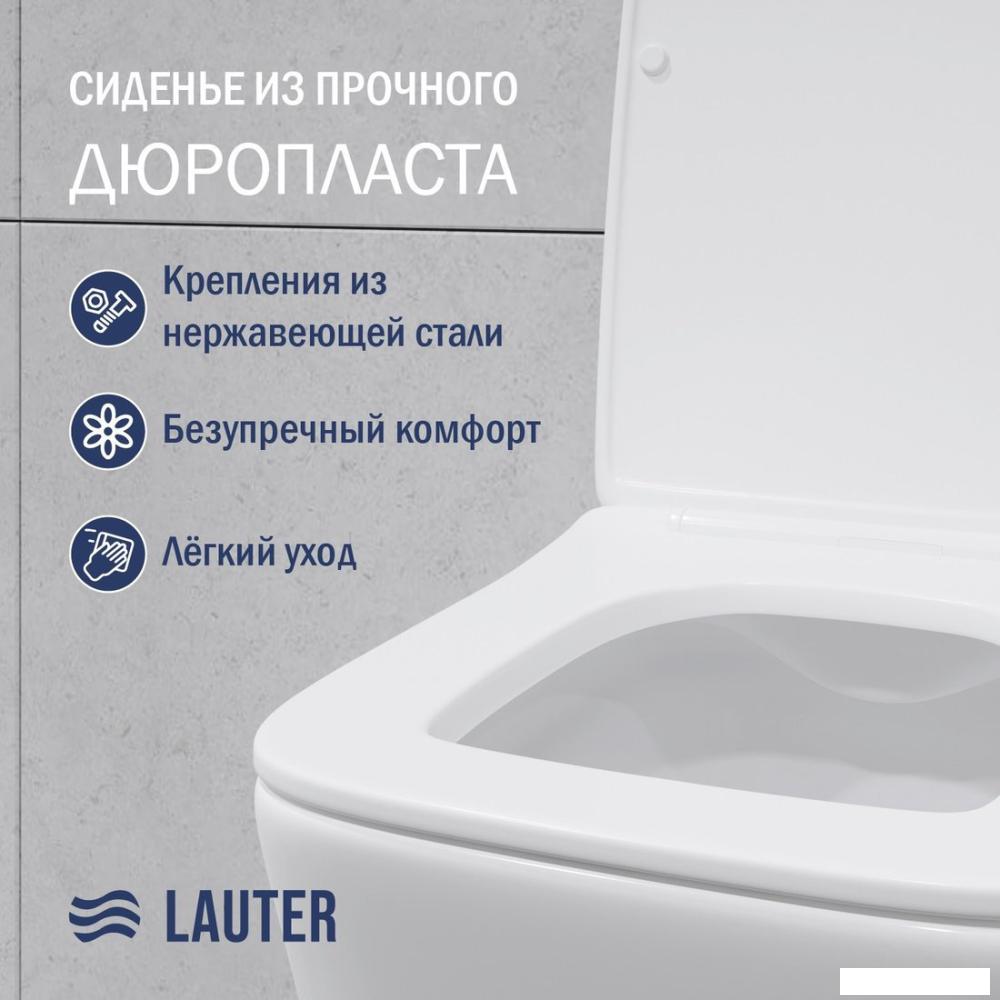 Унитаз подвесной Lauter Square 214903 с кнопкой 219704J (прямоугольная, черный)