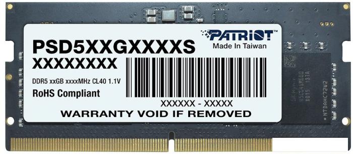 Оперативная память Patriot Signature Line 16ГБ DDR5 SODIMM 5200 МГц PSD516G520081S