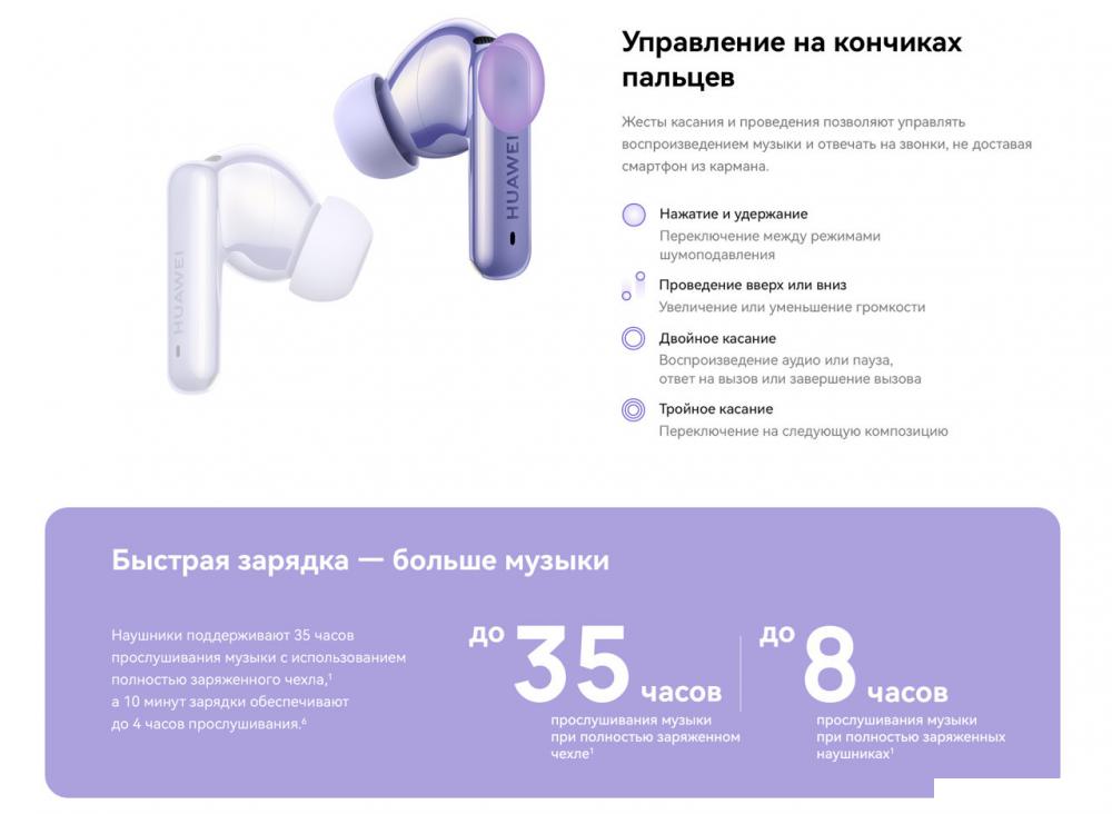 Наушники Huawei FreeBuds 6i (сиреневый, международная версия)