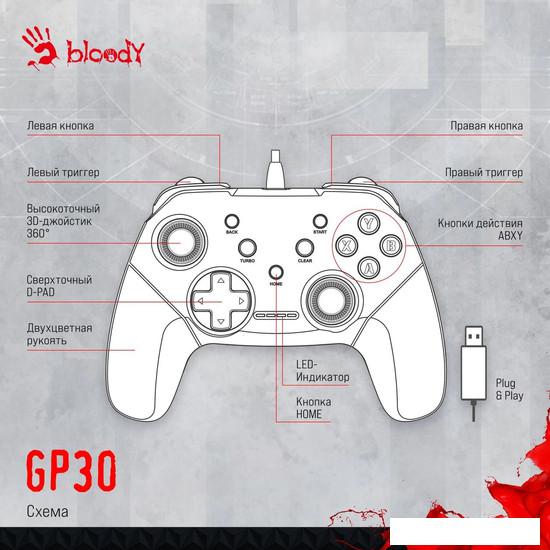 Геймпад A4Tech Bloody GP30 (черный/голубой)