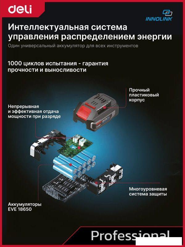 Ударная дрель-шуруповерт Deli DE-CZ20-2D2 (с 2-мя АКБ, сумка)