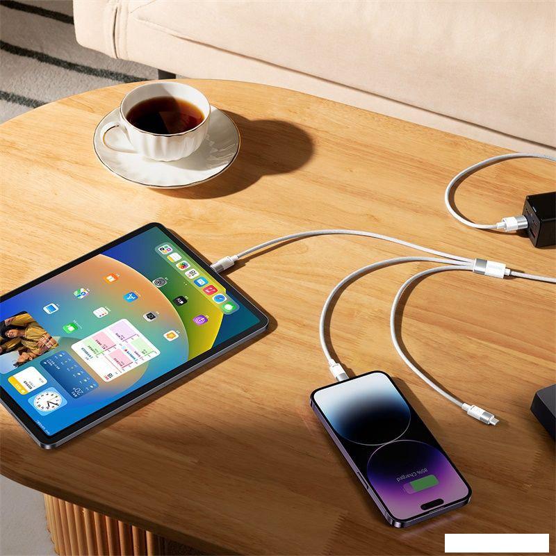 Кабель Baseus One-For-Three Fast Charging Data Cable 3.5A USB Type-A - USB Type-C/microUSB/Lightning (1.2 м, белый)