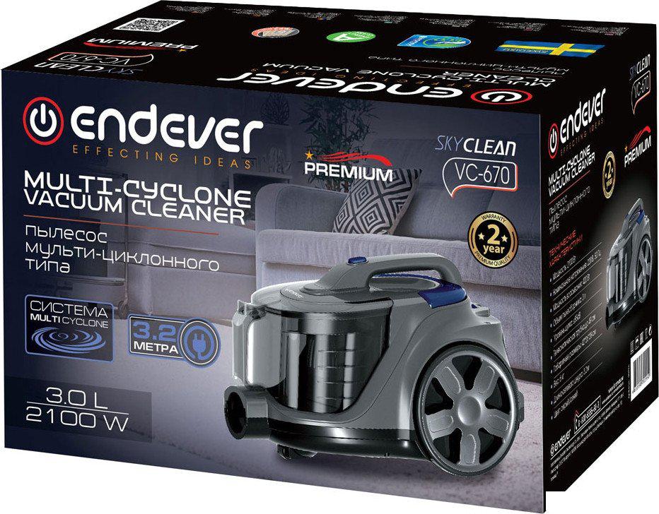 Пылесос Endever SkyClean VC-670 (серый/синий)