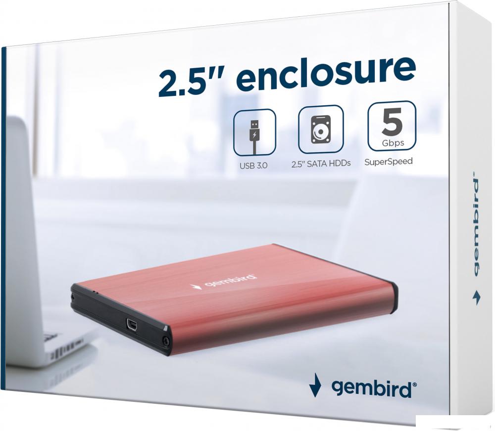 Бокс для накопителей 2.5" Gembird EE2-U3S-3-P (розовый)