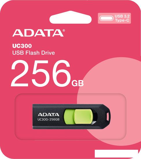 USB Flash ADATA UC300 256GB (черный/зеленый)