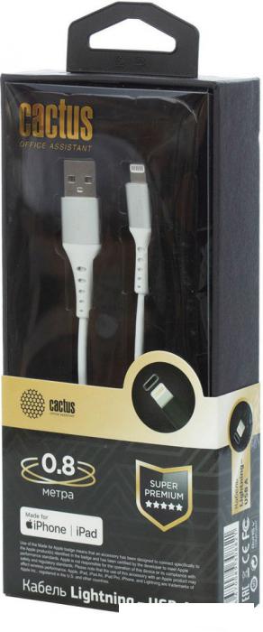 Кабель CACTUS USB Type-A - Lightning CS-LG.USB.A-0.8 (0.8 м, белый)