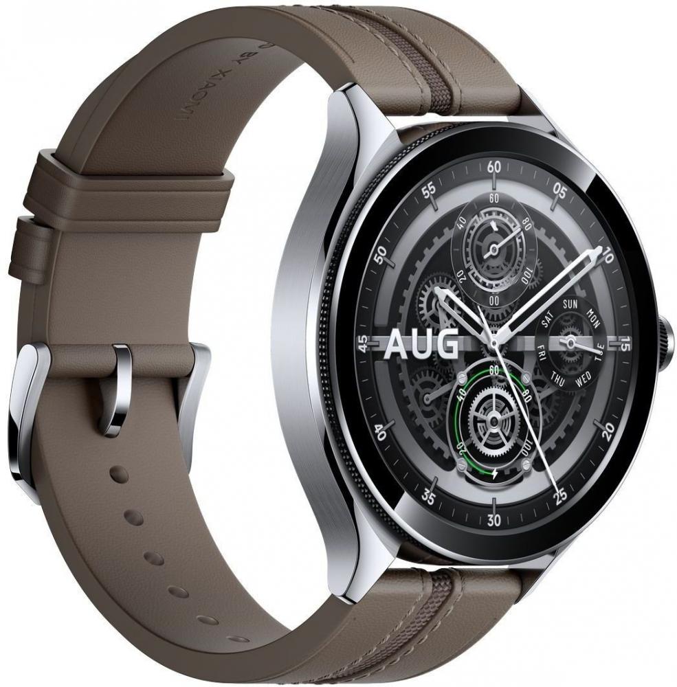 Умные часы Xiaomi Watch 2 Pro LTE (серебристый, с коричневым кожаным ремешком, международная версия)