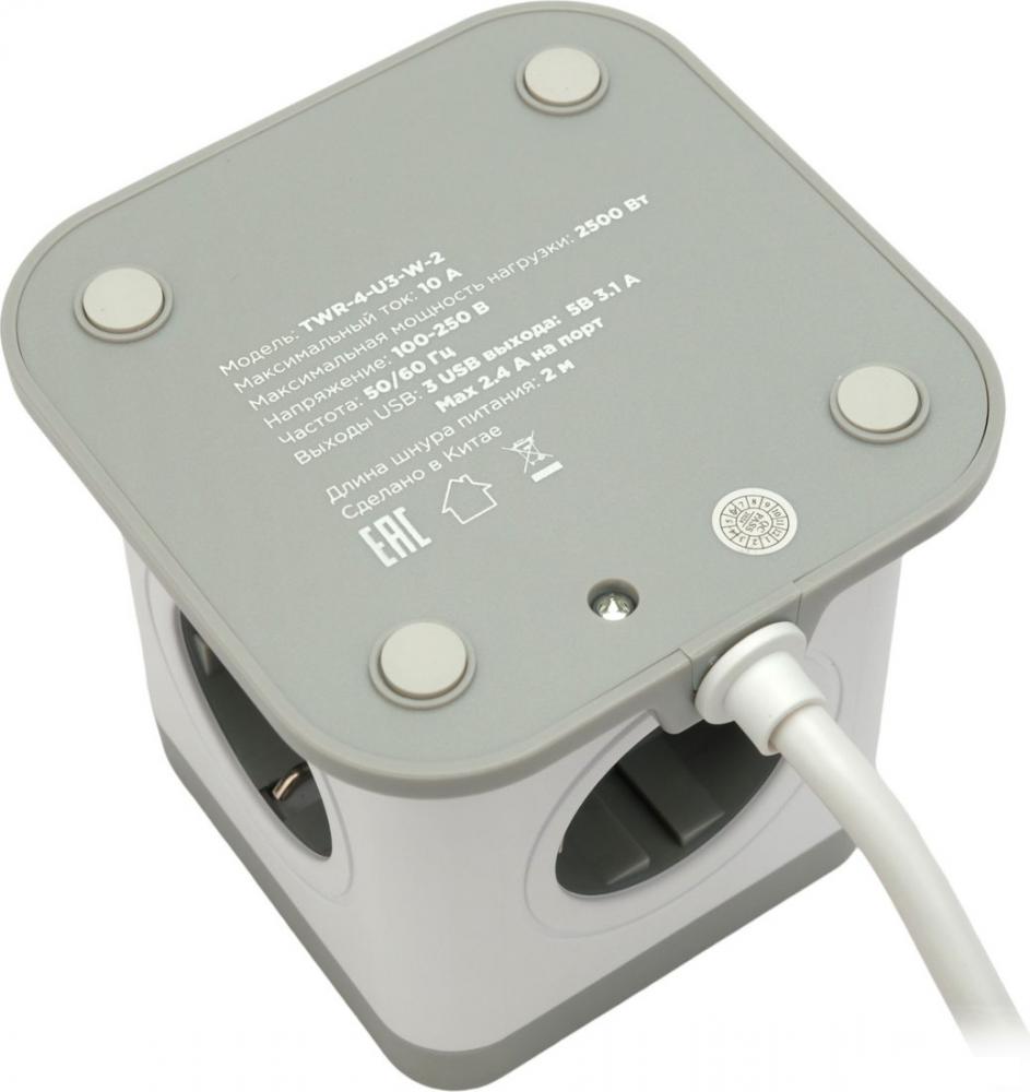 Сетевой фильтр Cablexpert TWR-4-U3-W-2