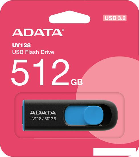 USB Flash ADATA DashDrive UV128 512GB (черный/синий)