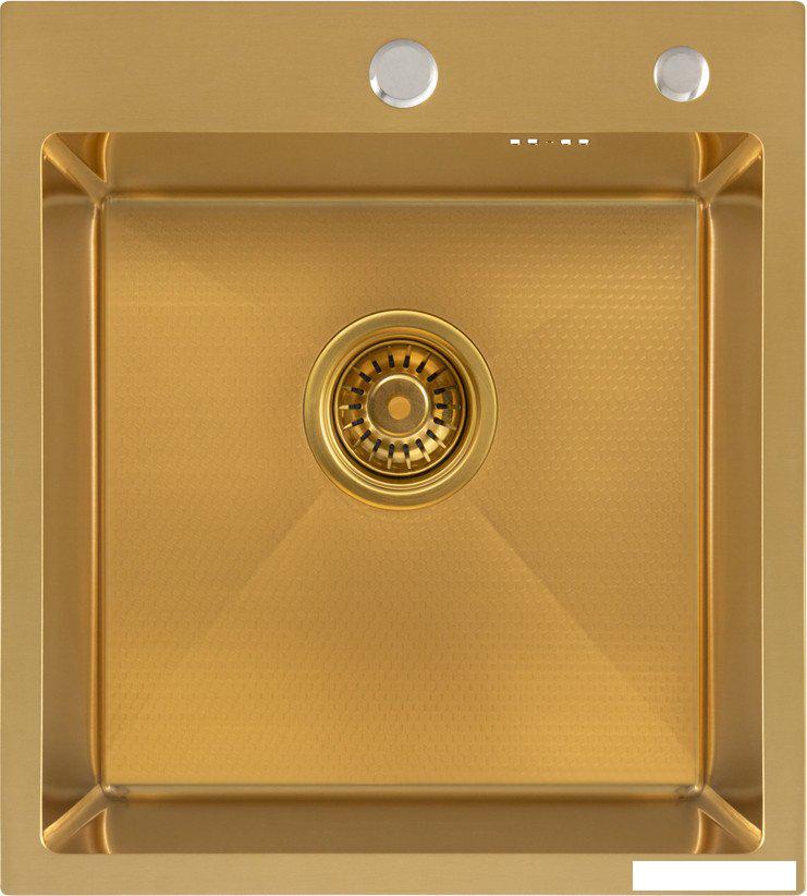 Кухонная мойка Basic CL DS Decor 45x50 (золото, коландер, дозатор)
