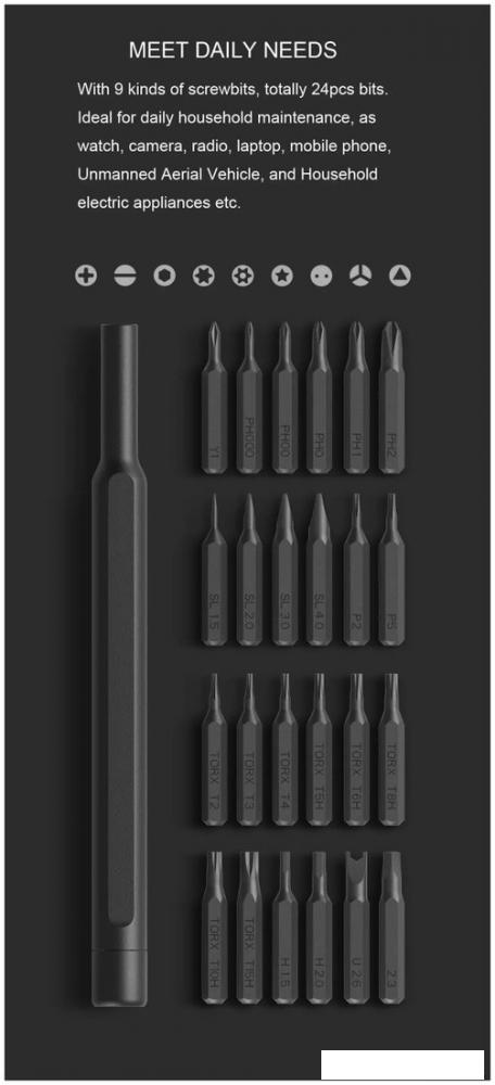 Набор отвертка с битами Xiaomi Mi Precision Screwdriver Kit MJJXLSD002QW (25 предметов)