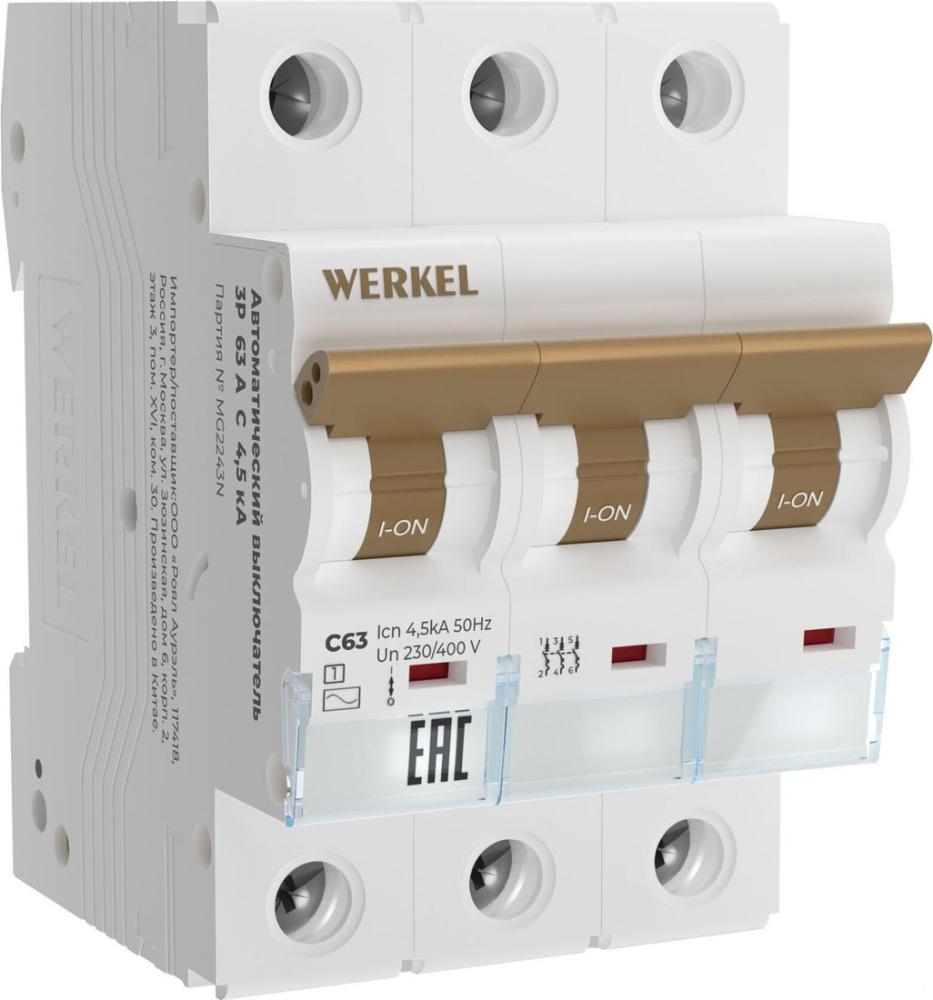 Выключатель автоматический Werkel 3P 63 A C 4.5 кА W903P634