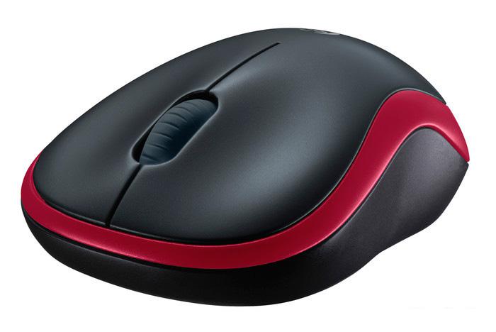 Мышь Logitech M185 (черный/красный)