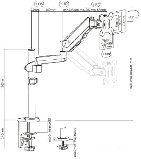 Кронштейн для монитора Maclean MC-775 (черный)