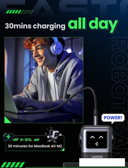 Сетевое зарядное Ugreen Nexode RG 65W CD361 (черный/серый)