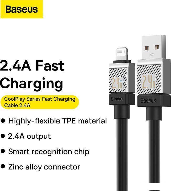 Кабель Baseus CoolPlay Series USB Type-A - Lightning (1 м, черный)