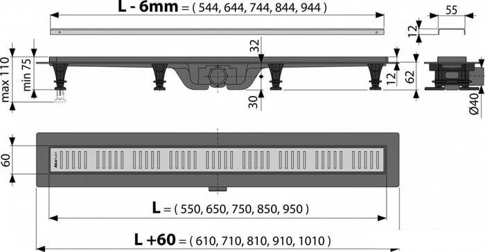Трап/канал Alcaplast APZ10-550M