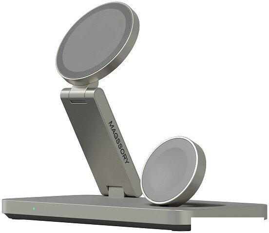 Беспроводное зарядное Magssory Yoga 3 в 1 Charging Station для Apple Qi2 WCH016t (титан)