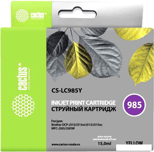Картридж CACTUS CS-LC985Y (аналог Brother LC985Y)