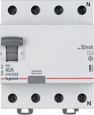 Устройство защитного отключения Legrand RХ3 4P 40A 30mA 10kA 4M тип АС 402063