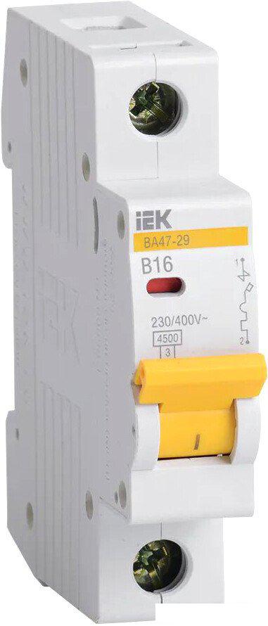 Выключатель автоматический IEK ВА 47-29 16А 1п 4.5кА В MVA20-1-016-B