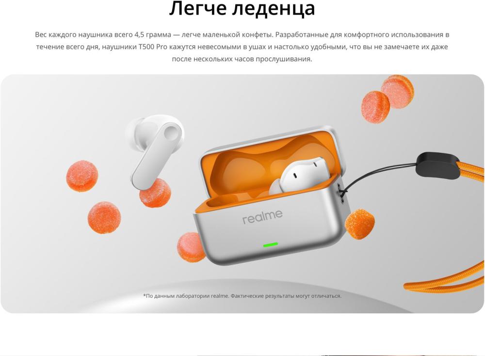 Наушники Realme Buds T500 Pro (желтый)
