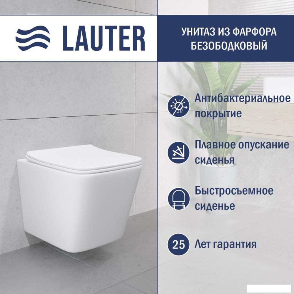 Унитаз подвесной Lauter Square 214903 с кнопкой 219704J (прямоугольная, черный)