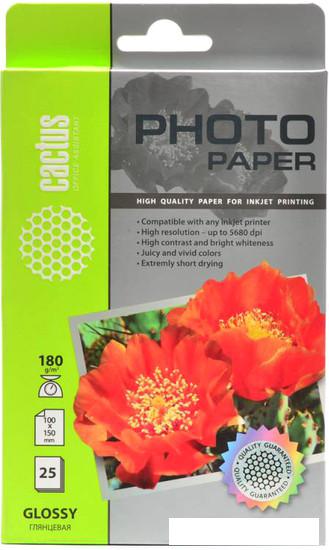 Фотобумага CACTUS Глянцевая A6 180 г/м2 25 листов [CS-GA618025]