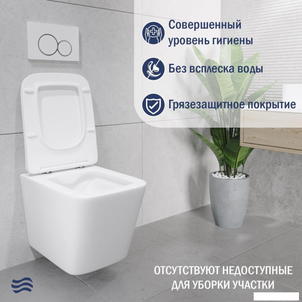 Унитаз подвесной Lauter Square 214903 с кнопкой 219704J (прямоугольная, черный)